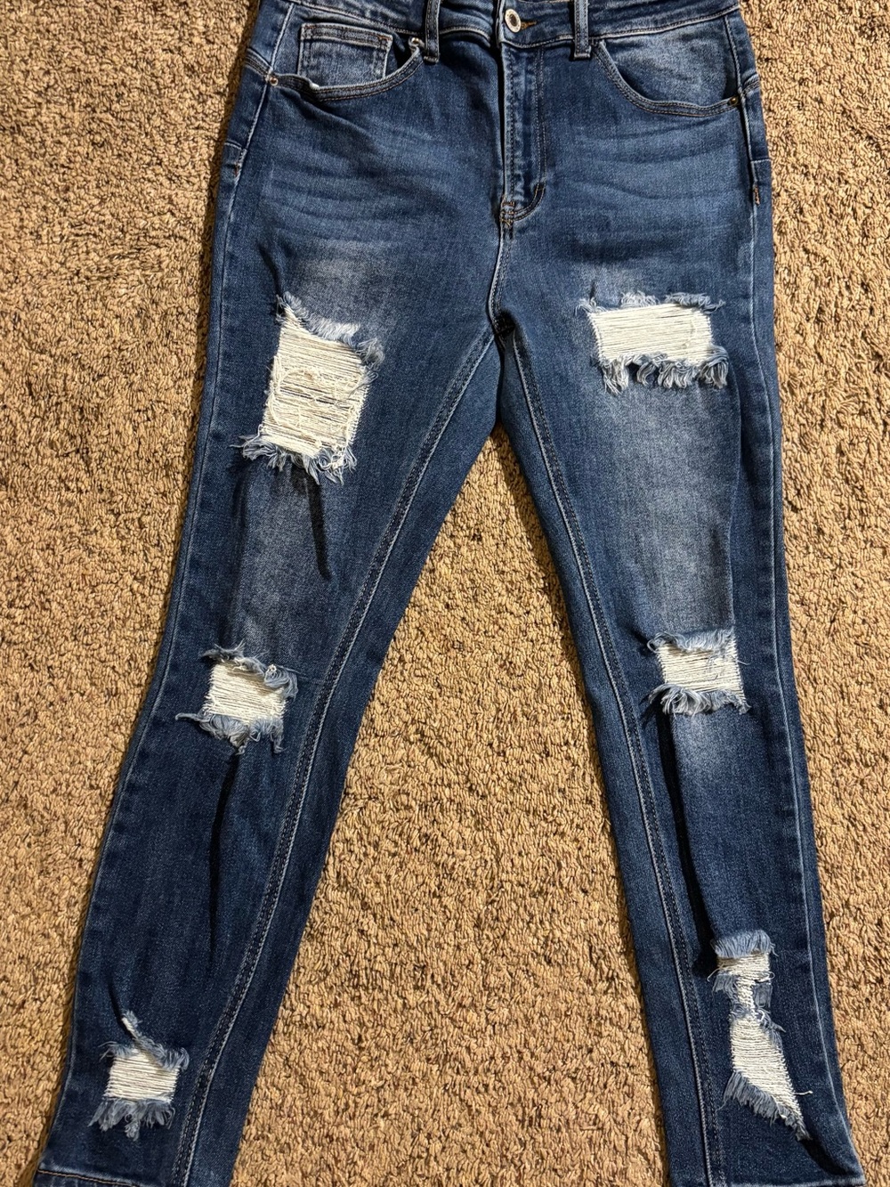 Women’s Wax Jeans “Butt, I Love You” Distressed Dark Blue Skinny Jeans- Sz 11/30